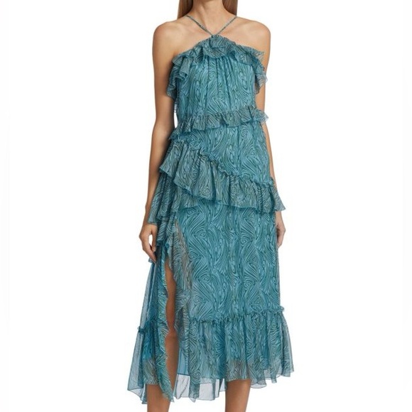 CINQ À SEPT Rayner Ruffle Midi Dress size 4 - Picture 1 of 9